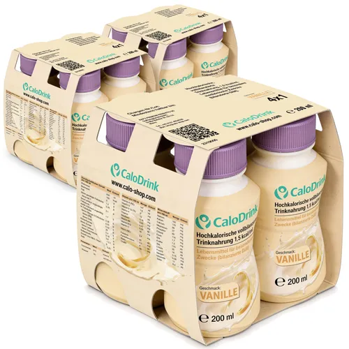 CaloDrink Vanille 12x200ml – Hochkalorische Trinknahrung für Senioren & Aufbaukost - CaloDrink bietet 300 kcal pro 200-ml-Flasche und ist ideal für gezielte Gewichtszunahme. Trinkfertig und ohne Anrühren, perfekt für den Alltag. Hochwertige Nährstoffe unterstützen Dich bei erhöhtem Bedarf.