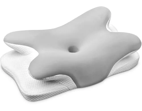 Ehomfory Nackenkissen Kopfkissen Memory Foam Kissen Nackenstützkissen, Ergonomisches Seitenschläferkissen für Seiten, Rücken & Bauchschläfer, 69x37x9/12 cm