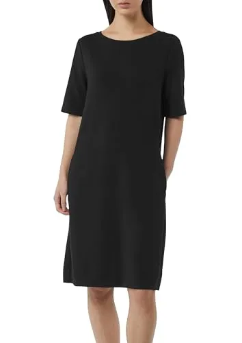 Comma Kurzarm-Kleid aus Modalmix mit Logo-Detail in schwarz von comma,