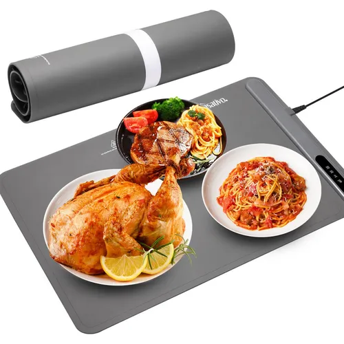 Profi Silikon-Warmhalteplatte (250W) – Elektrischer Speisenwärmer mit LCD-Touch-Display