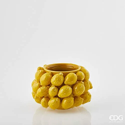 Edg - Enzo de Gasperi Chakra Tischvase mit Zitronen - Elegante Keramikvase 