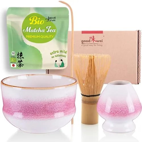 Goodwei BIO Matcha Set mit Keramiktasse, Besen und Halter von Goodwei