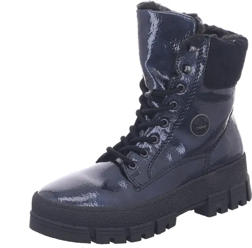 Rieker Bootie warm - Blau Lack - Wanderschuhe für Damen mit warmem Innenfutter und weicher Bettung für optimalen Gehkomfort. Ideal für kalte Tage und perfekt kombinierbar mit verschiedenen Outfits.