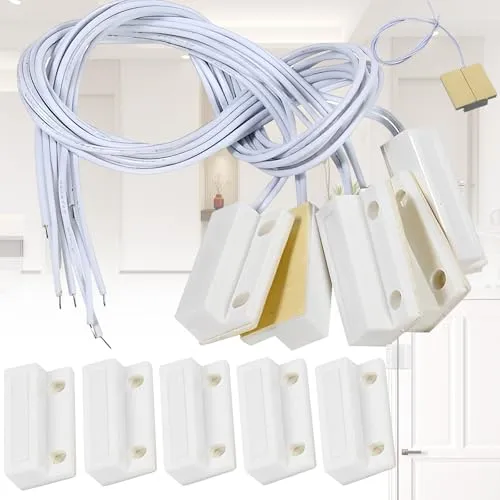 Benaton 5 Tür Fenstersensoren, Mc-38 Abs Tür Fenstersensor, Magnetschalter Für Verdrahtete Tür Und Fenstersensoren, Tür Und Fenstersensoren Unterputz, Magnetschalter Home Security Alarmanlage(Weiß)