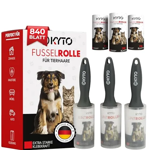 Stück Fusselrolle 840 Blatt Flusenbürste für Kleidung Möbel Sofa Tierhaare Katzenhaare Hundehaare Fusselentferner Staub und Schmutz inklusive 3 Griffen Haarroller 12