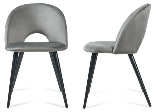 [en.casa] Esszimmerstühle Karijoki 2er Set – Skandinavische Polsterstühle in Grau/Schwarz mit Metallfüßen