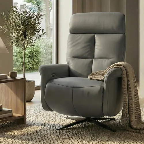 Relaxsessel MCW-L10 – Elektrisch verstellbarer TV-Sessel aus Voll-Leder