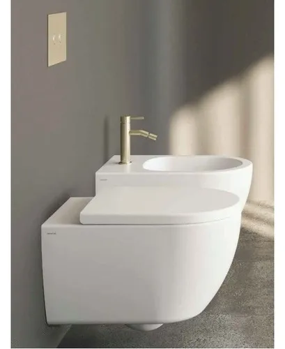 Wand WC Hänge WC spülrandlos SoftClose WC-Sitz & Wand Hänge Bidet WC-Set weiß