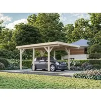 Einzelcarport Palmako Karl 11,7 m² - Gartenhäuser, Geräteschuppen & Carports - Robuster Flachdach-Carport aus natürlichem Holz, idealer Schutz für Ihr Fahrzeug und stilvolle Ergänzung für Ihren Garten.