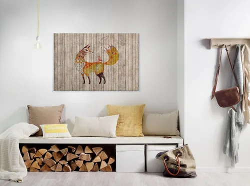 A.S. Création Leinwandbild fairy tale, Kinder, Kunst, Tiere (1 St), Keilrahmen Bild Holzoptik Tiere Leinwand-Bild Wohnzimmer modern Kinder