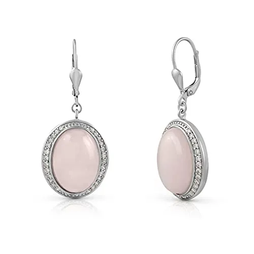 Zeeme Gemstones Damen Ohrhänger aus 925/- Sterling Silber mit Rosenquarz - Ohrringe für Damen aus rhodiniertem 925 Silber, hängend mit echtem Rosenquarz. Hochwertige Verarbeitung und Anlaufgeschützt, das perfekte Geschenk für besondere Anlässe.