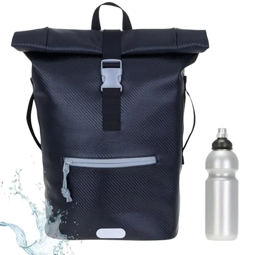 Rucksack Herren Plane Time Bag Kurierrucksack Roll-Top - Tagesrucksack mit 23 Litern Volumen, spritzwassergeschütztem Planenmaterial und praktischem Laptopfach. Ideal für Sport und Fitness.