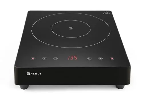 HENDI Induktionskocher - Induktionskochfeld mit integrierter Digitalanzeige, Touch-Bedienung und Timerfunktion für präzises Kochen