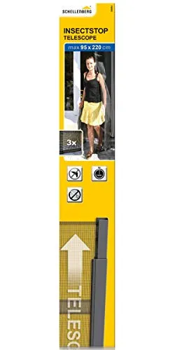Schellenberg 50655 Fliegengittervorhang Balkontür Insektenschutz Vorhang Telescope, Breite 70 bis 95 cm anpassbar, Höhe 220 cm, Anthrazit