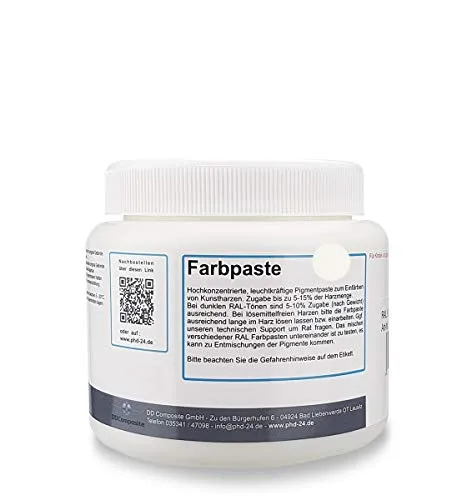 DD Composite Farbpaste 500g reinweiß RAL 9010 Pigment hochkonzentriert für Kunstharze Epoxidharz Resin Polyesterharz Gießharz farbintensiv deckend