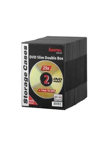Hama DVD-Doppel-Leerhülle Slim, 25er-Pack, Schwarz - Praktische DVD-Doppel-Leerhülle im Slim-Format, ideal zur platzsparenden Aufbewahrung von DVDs. Perfekt für Ordnung und Schutz Ihrer Medien.