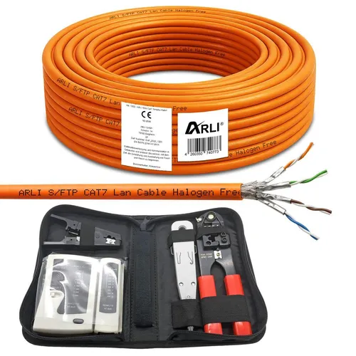 ARLI CAT 7 Verlegekabel 50m mit Werkzeug Set von ARLI