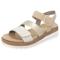 Keilsandalette REMONTE Damen Sandale Gr. 42, gold-beige - Wanderschuhe in veganer Verarbeitung mit 4,5 cm Keilabsatz und gepolsterter Innensohle für hohen Tragekomfort – ideal für den Sommer!