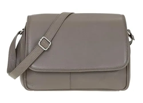 Alessandro Salvatore Handtasche Leder Damen - Trachtentasche aus weichem, echtem Leder in Taupe Dark Sand, mit verstellbarem Schulterriemen und praktischem Etui - ideal für stilvolle Auftritte.