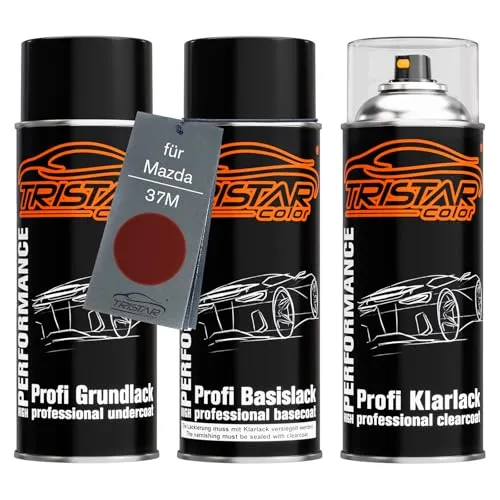TRISTARcolor Autolack Spraydosen Set für Mazda 37M Copper Red Perl/Eratorot Perl Grundlack Basislack Klarlack Sprühdose 400ml