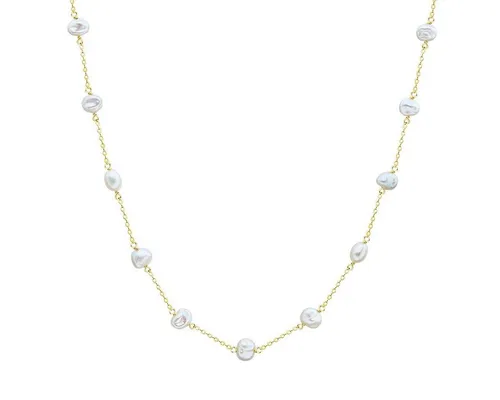 Valero Pearls Perlenkette in Gelbgold mit Süßwasser-Zuchtperlen - Elegante Ankerkette aus hochglanzpoliertem Sterling Silber, verziert mit leuchtenden gelben Süßwasser-Zuchtperlen – der perfekte Schmuck für besondere Anlässe.