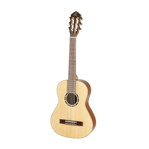 Ortega R121L-1/2 Natur - Akustikgitarre - Family Series Akustikgitarre mit Fichten-Decke und Mahagoni-Boden, ideal für Einsteiger und kreative Musiker. Seidenmattes Finish für einen eleganten Look.