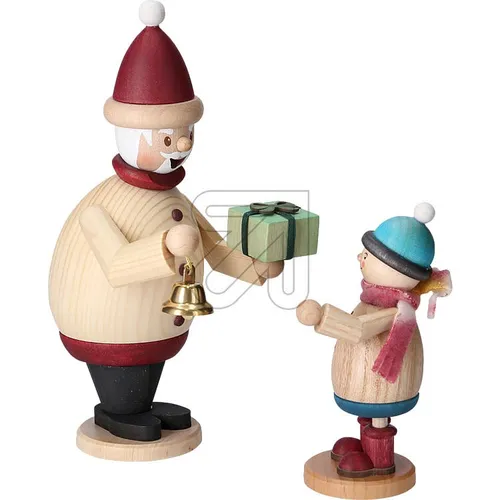 Räuchermann Max Weihnachtsmann mit Mäxchen 33158 - Nussknacker: Traditionelles Räuchermännchen mit liebevollen Details, sorgt für festliche Stimmung und duftende Aromen in der Weihnachtszeit.