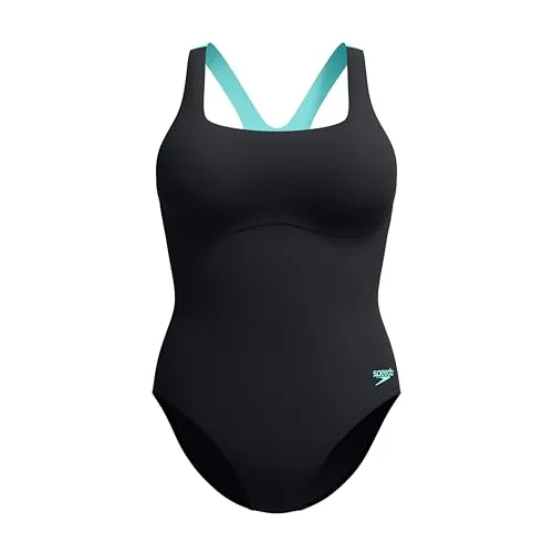 Speedo Damen Badeanzug mit Flexband und integriertem Schwimm-BH - Badeanzüge für Schwimmen und Fitnesstraining, schnell trocknend mit PowerMesh-Einsätzen für optimalen Halt und Belüftung.