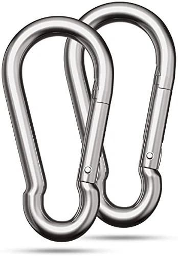 Fuchs Karabiner Edelstahl, 2 Stück 230kg Tragkraft 80x8mm Karabinerhaken