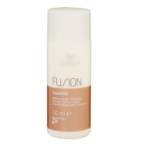Wella Professionals Fusion 50ml Shampoo - Intensives Reparatur-Shampoo für geschädigtes Haar, mit mikronisierten Lipiden und Seidenaminosäuren für starken, glänzenden Glanz und Schutz vor Schäden. Ideal für brüchiges Haar.