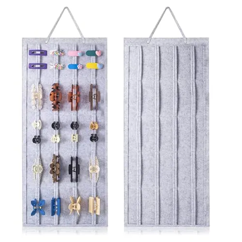 LZYDKH Haarspangen Aufbewahrung, Haarklammer Organizer Hängender Haarschmuck Halter Mädchen Kopfbänder Aufbewahrungshalter Stirnbandhalter für Haarklammern Haarzubehör(Grau)