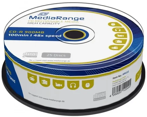 Mediarange Rohlinge CD-R 100Min 900MB 48x 25