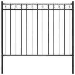 vidaXL Gartenzaun Stahl 1,7x1 m Schwarz - Gartenzäune, stabiler und langlebiger pulverbeschichteter Stahl für optimale Sicherheit und Privatsphäre, elegantes Design mit kreisförmigem Oberteil.