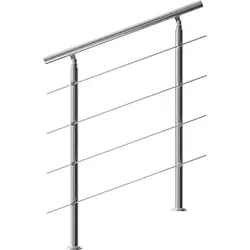 monzana Brüstungsgeländer 100cm mit 4 Querstreben - Robustes Brüstungsgeländer aus pflegeleichtem Edelstahl, anpassbar an jede Treppenneigung, ideal für Innen- und Außenbereiche. Perfekte Stützhilfe für sicheres Treppensteigen!