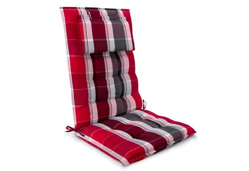 Beautissu Premium Hochlehner Auflage mit Kopfpolster 120x50cm - Polster für Stühle & Sessel, 8cm dickes Polster für höchsten Komfort, rutschfest mit UV-Lichtechtheit 5 für langanhaltende Farben und einfache Pflege.