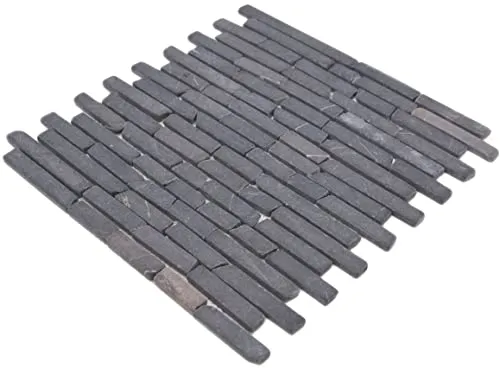 Mosaik Fliese Marmor Naturstein grau anthrazit - schwarz (imprägniert) für BODEN WAND BAD WC DUSCHE KÜCHE FLIESENSPIEGEL THEKENVERKLEIDUNG BADEWANNENVERKLEIDUNG Mosaikmatte Mosaikplatte
