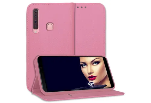 mtb more energy Smartphone-Hülle Smart Magnet für Samsung Galaxy A9 2018, Pink, Bookstyle Klapphülle Cover Wallet Case aus Kunstleder