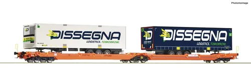Roco 77395 HO Wascosa Doppeltaschen-Gelenkwagen T3000e - Güterwagen im Maßstab 1:87, ideal für Modellbahnanlagen der Epoche VI, detailgetreue Nachbildung mit robustem Design für realistische Transport-Szenarien.