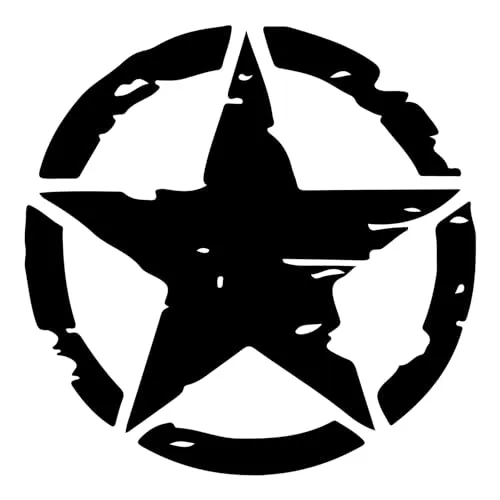 Finest Folia 2er Set Autoaufkleber Army Stern Sticker Folie für Auto Motorrad Anhänger Aufkleber US Star Motiv 3 selbstklebend wetterfest Kfz Zubehör (Schwarz Glanz, 20cm K169)