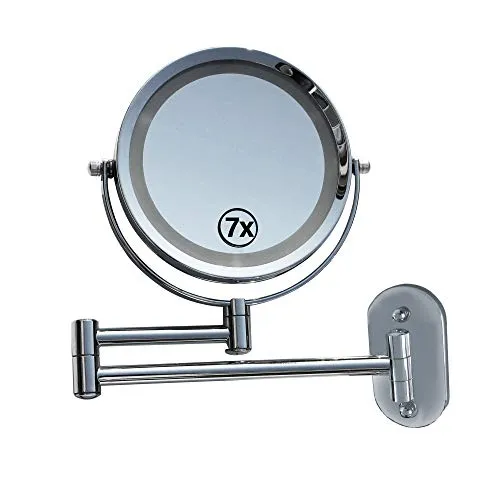Lüllmann LED Schminkspiegel 7-Fach Vergrößerung - Kosmetikspiegel mit 360° Drehung und beidseitiger Nutzung, ideal für perfekte Beleuchtung beim Schminken oder Rasieren.