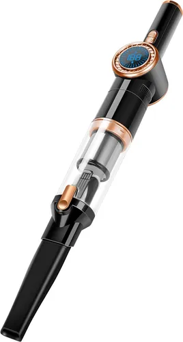 TurboTronic Akku Handstaubsauger - kabelloser Beutelloser Staubsauger in schwarz-Gold, inkl. Ladestation und vielseitigem Zubehör