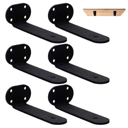 ITHKFU 6 Stück Regalträger Metall Mit Schrauben Regalhalterung Schwarz Winkel Regalbrett Halterung Regal Halterung Wand Schwerlast Floating Shelves 15cm