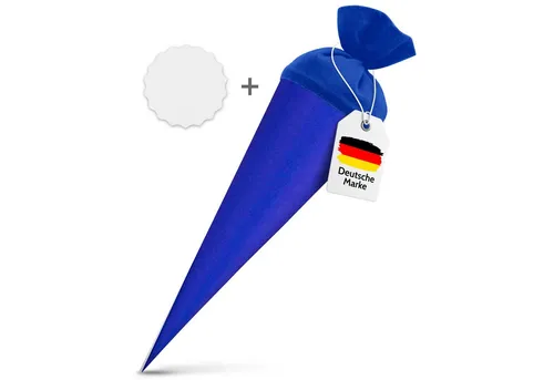 itenga Schultüte itenga Set Blau Schultüte Rohling 70 cm rund + Namensschild Stern (Mot