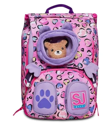 SJ GANG STYLE JAM GANG Schulranzen für Grundschule, ab 1. Klasse, Erweiterbarer Rucksack Extra Volumen; Geräumige Schultasche für Mädchen, lila