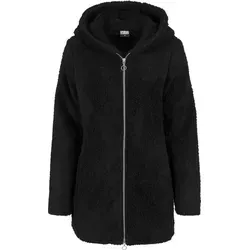 Urban Classics Damen Kapuzenpullover, Schwarz, S - Funktionsjacke aus kuscheligem Sherpa-Fell, ideal für kühle Tage, mit durchgehendem Reißverschluss und praktischen Eingriffstaschen.