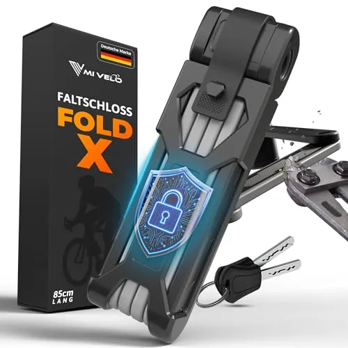 MIVELO Fahrradschloss Faltschloss 85cm – Hohe Sicherheit für E-Bikes, MTB & Rennräder - Fahrradschlösser mit extrem hoher Sicherheit dank gehärtetem Carbonstahl. Leicht und kompakt, ideal für den Transport am Rahmen. Perfekt für E-Bikes und Rennräder.