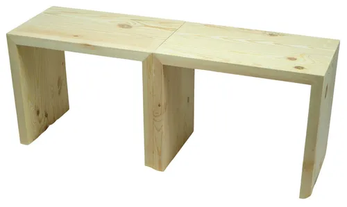 Vintage Tisch-Set mit 2 Sitzhockern in Natur - Charmantes Tisch-Set aus massivem Holz für kleine Räume! Mit kompakten Maßen von 100 x 40 x 30 cm ideal für Küchen oder Wohnzimmer. Verleihen Sie Ihrem Zuhause einen natürlichen Akzent!