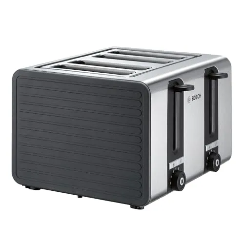 Bosch 4-Schlitz Toaster TAT7S45 - Edelstahl grau, 1800 W, mit Abschaltautomatik und Auftaufunktion, ideal für Familien und individuelle Röstpräferenzen