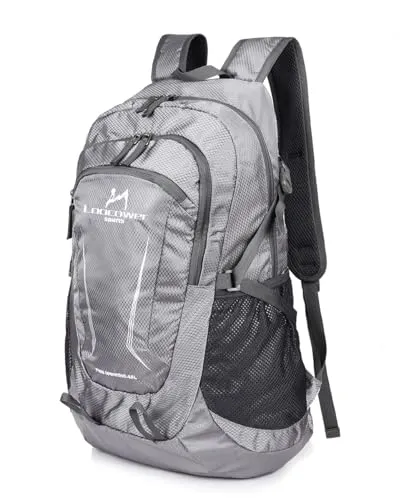 Loocower 45L Leichte Packable Reiserucksack Wanderrucksack, Multifunktionale Tagesrucksack, Faltbare Camping Trekking Rucksäcke, Utra Leicht Outdoor Sport Rucksäcke Tasche (06.Grau)