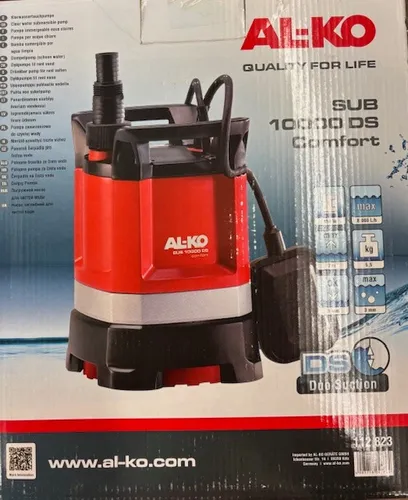 AL-KO SUB 10000 DS Comfort Wasserpumpe - Robuste und handliche Wasserpumpe mit flachabsaugender Funktion bis 3 mm. Ideal zum Aus- und Umpumpen von Wasser aus Pools, Zisternen und Kellern mit einer Fördermenge von bis zu 8.000 l/h.
